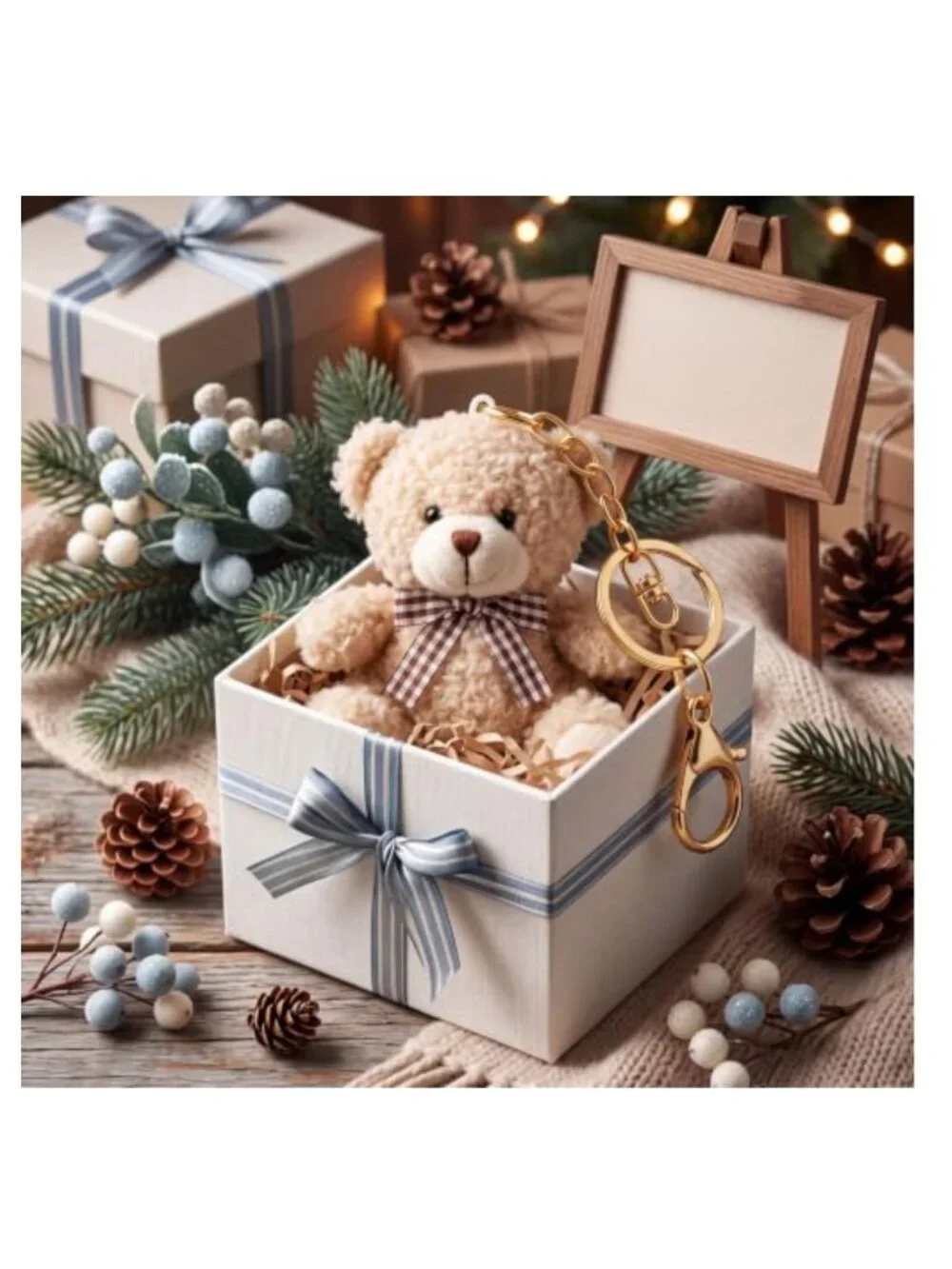 Set of 6 Cute Bear Plush Keychains Stuffed Bag Charms